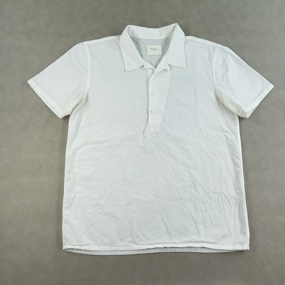 Billy Reid Loop Collar Polo Shirt Mens Medium Linen Cotton Blend Made in USA